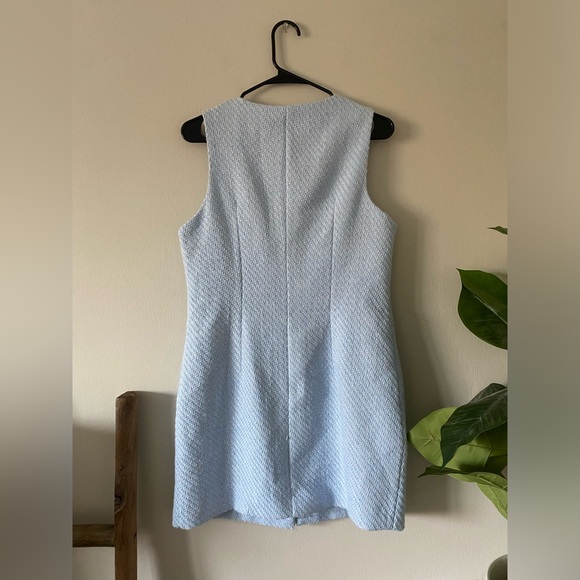Bebop Baby Blue Tweed Coquette Preppy Academia Button Down Mini Dress size L - Picture 2 of 7